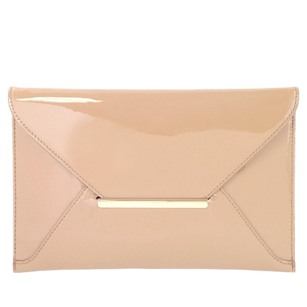 9258 Faux Patent Leather Envelope Candy Clutch Bag with Gold Hardware